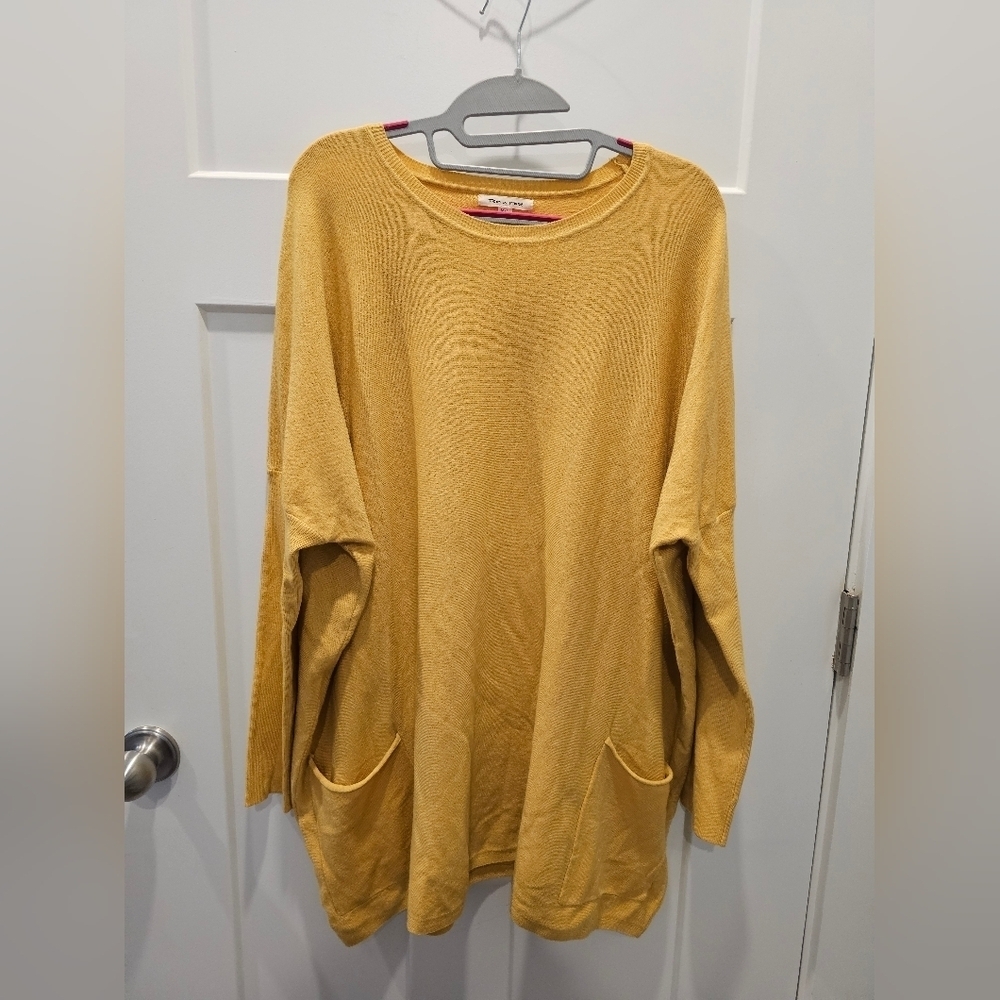 Teen N Rose Mustard Yellow Oversized Pocket Sweater M/L